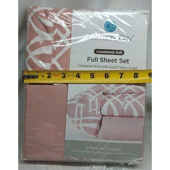 Comfort Bay Pink Full Sheet Set 4pc Designer Print Luxuriously Soft - Picture 8 of 9